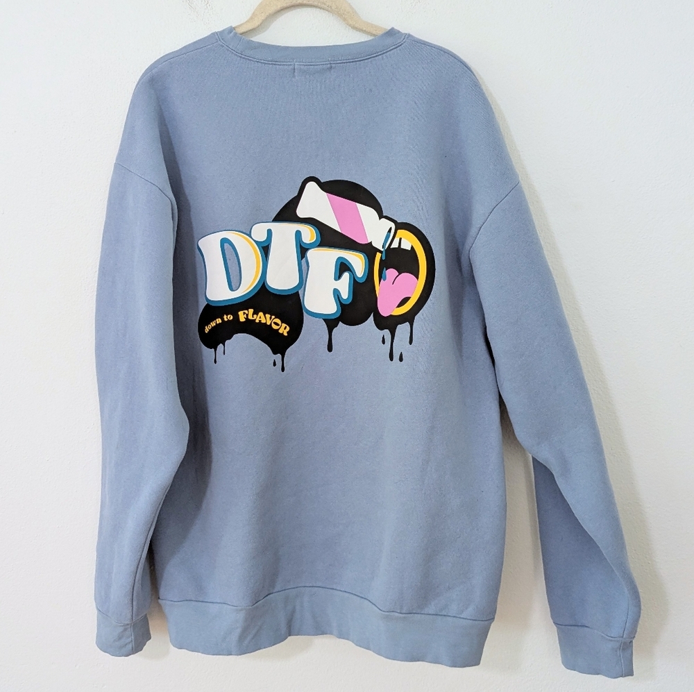 Super Coffee By Mayfair Group Graphic Sweatshirt Oversized Blue Small Medium